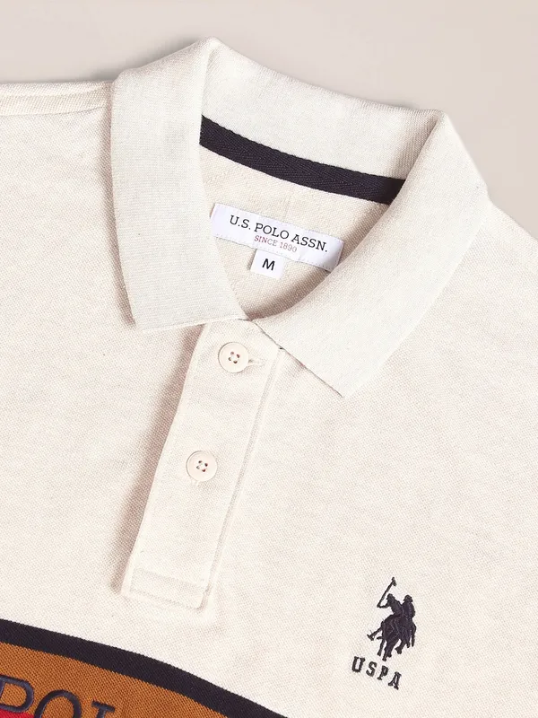 U S POLO ASSN cream cotton t shirt