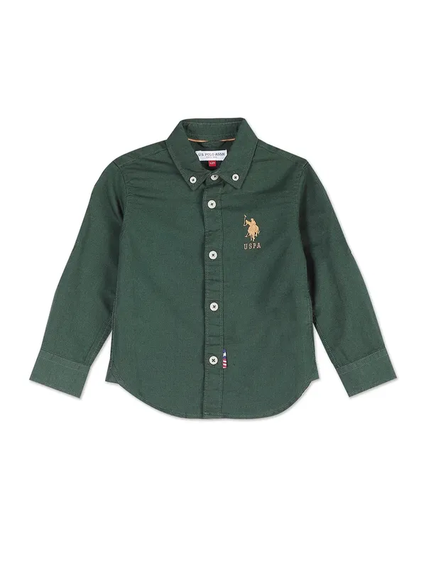 U S POLO ASSN dark green cotton shirt
