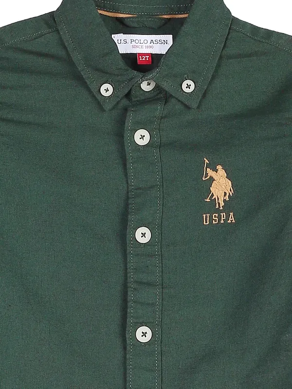 U S POLO ASSN dark green cotton shirt