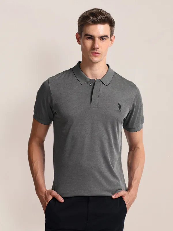 U S POLO ASSN dark grey cotton t-shirt