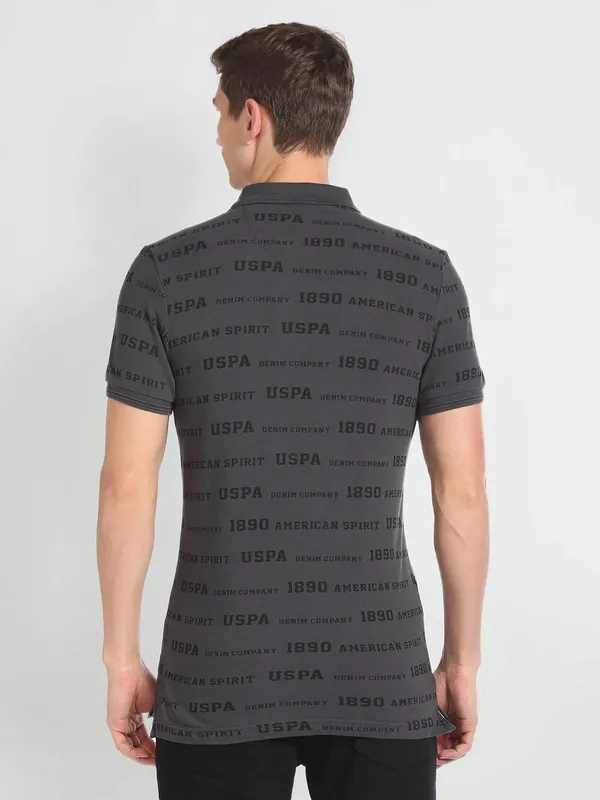 U S POLO ASSN dark grey printed t shirt