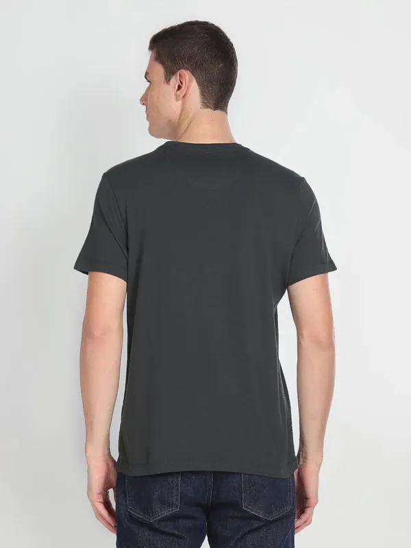 U S POLO ASSN dark grey t shirt in printed