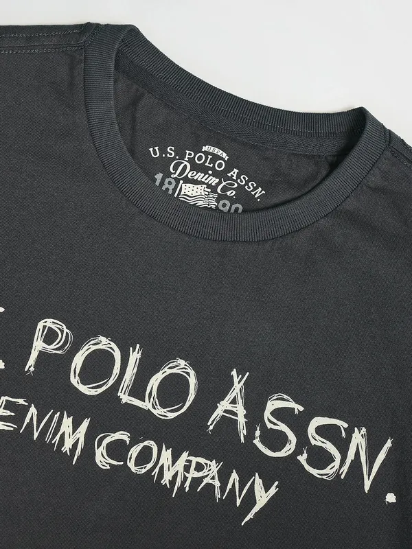 U S POLO ASSN dark grey t shirt in printed