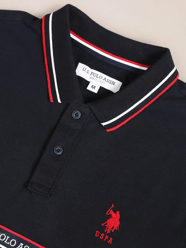 U S POLO ASSN dark navy brand tape t shirt