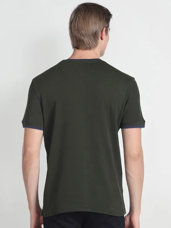 U S POLO ASSN dark olive cotton t shirt
