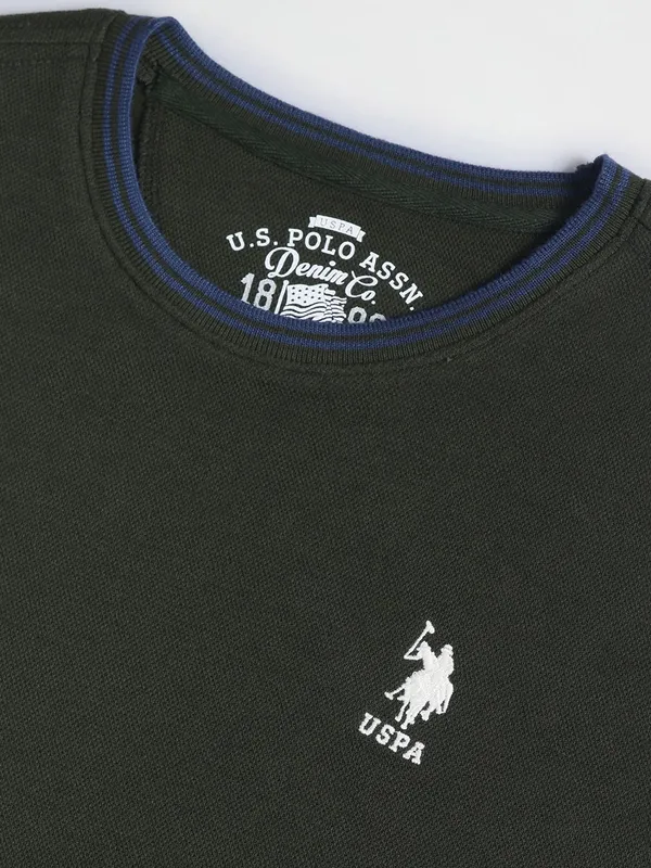 U S POLO ASSN dark olive cotton t shirt