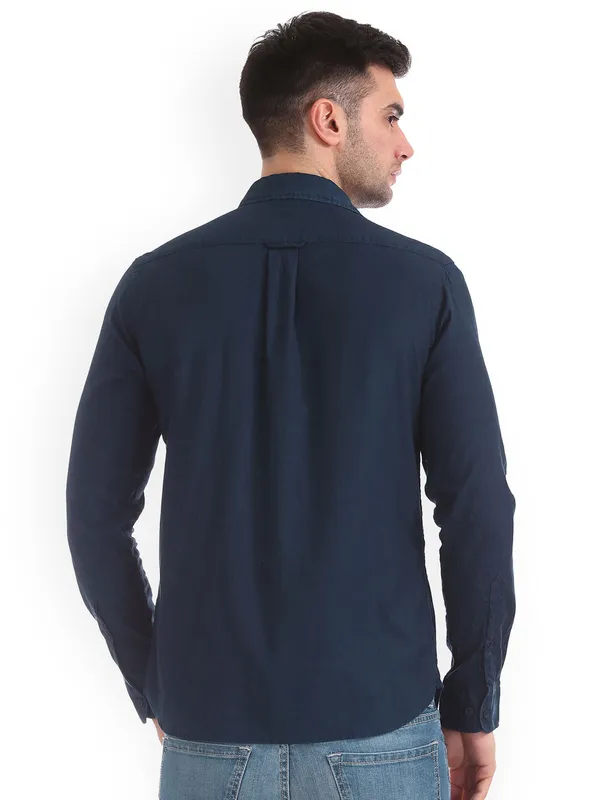 U S Polo Assn full buttoned placket navy shirt