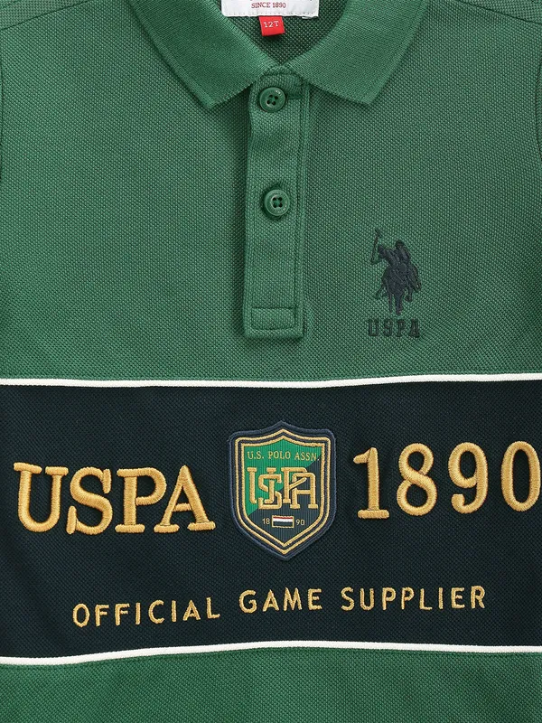 U S POLO ASSN green cotton polo collar t-shirt