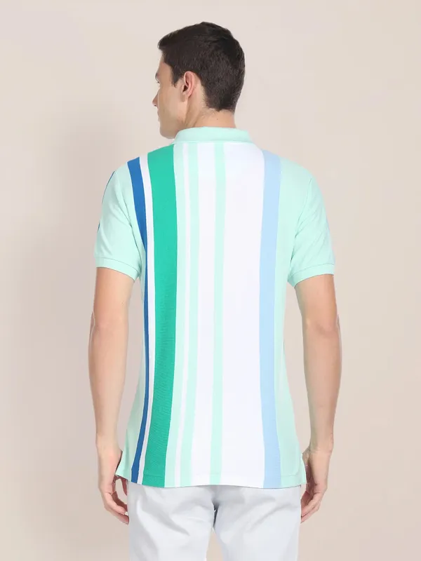 U S POLO ASSN green cotton stripe t shirt