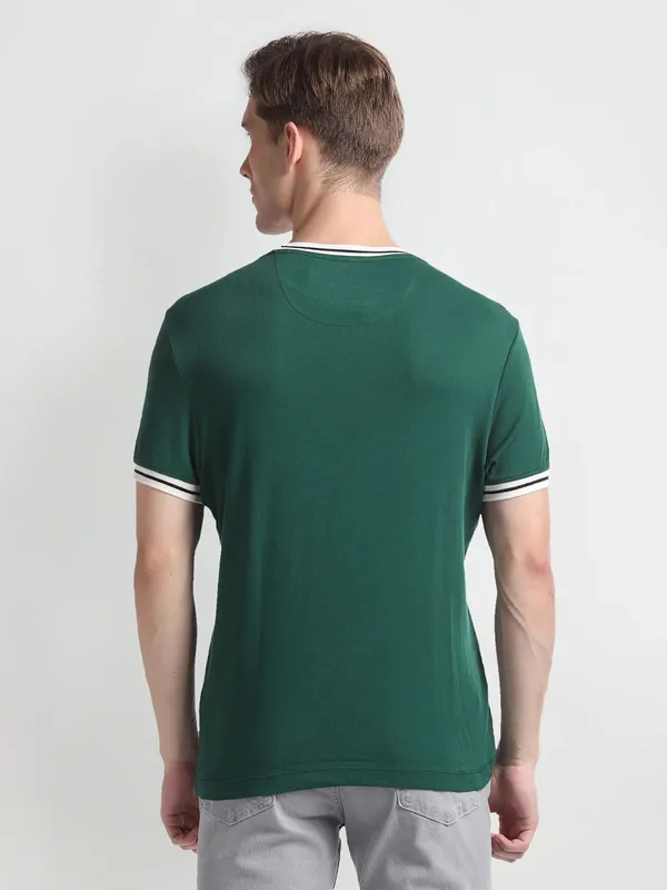 U S POLO ASSN green plain cotton t-shirt