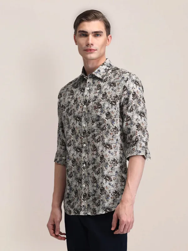 U S POLO ASSN grey  cotton shirt in print