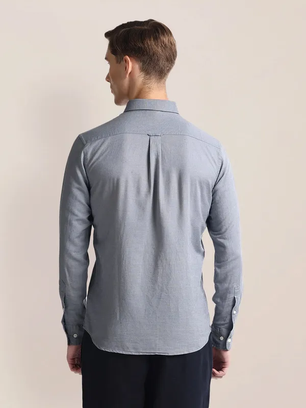 U S POLO ASSN grey plain casual shirt