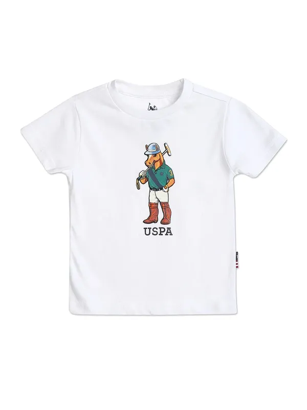 U S POLO ASSN half sleeves white cotton t shirt