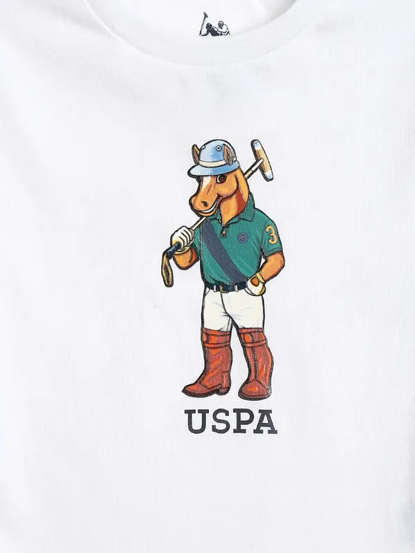 U S POLO ASSN half sleeves white cotton t shirt