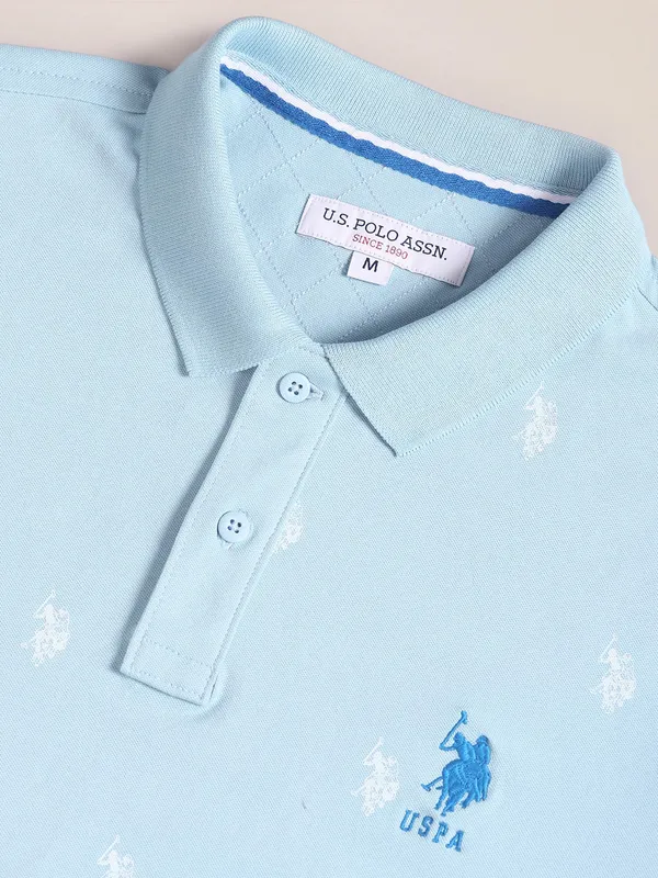 U S POLO ASSN light blue brand logo t shirt