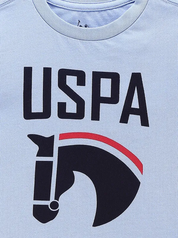 U S POLO ASSN light blue cotton t shirt