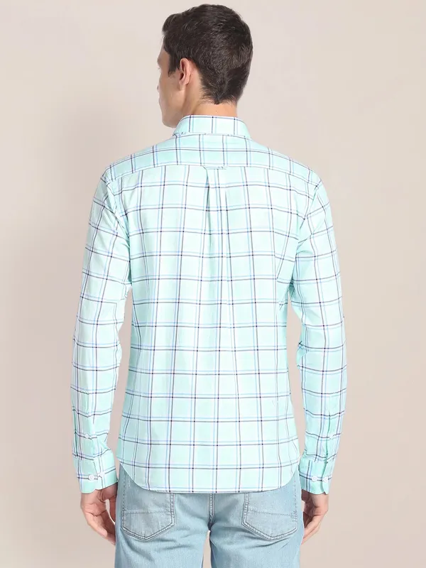 U S POLO ASSN light green checks shirt