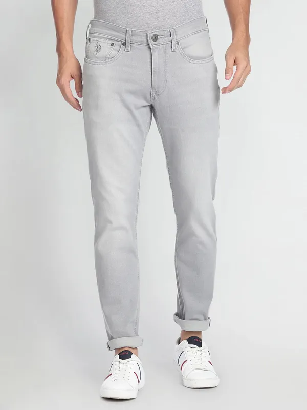 U S POLO ASSN light grey washed denim jeans