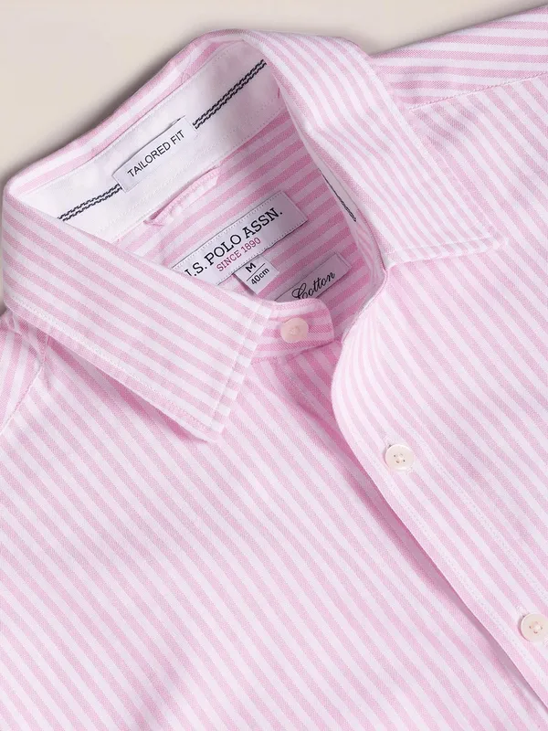 U S POLO ASSN light pink cotton shirt