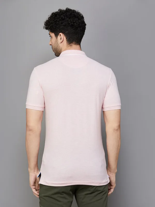 U S POLO ASSN light pink plain polo t shirt