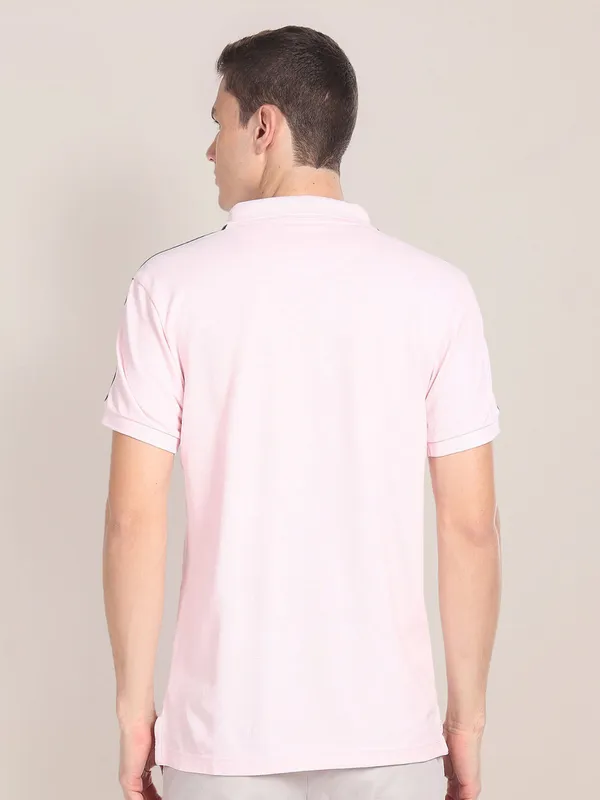 U S POLO ASSN light pink polo t shirt in plain