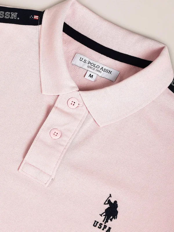U S POLO ASSN light pink polo t shirt in plain