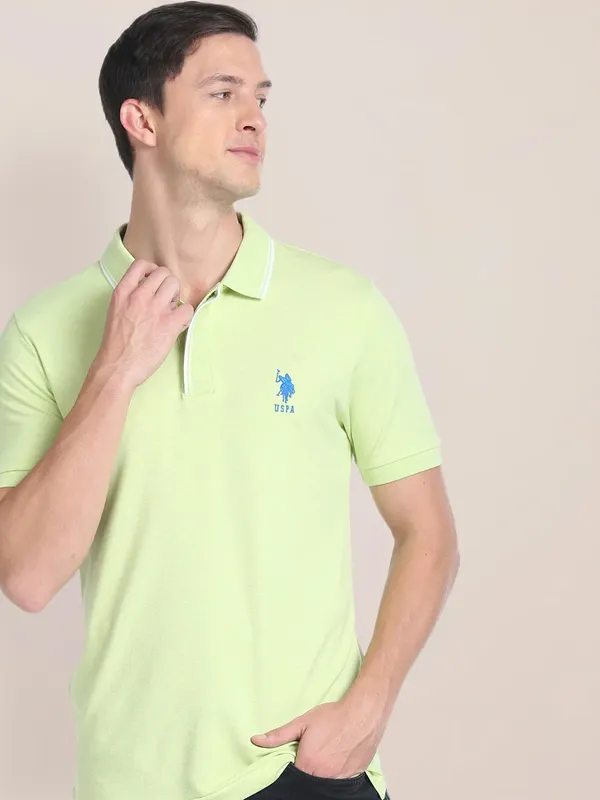 U S POLO ASSN lime green cotton t shirt