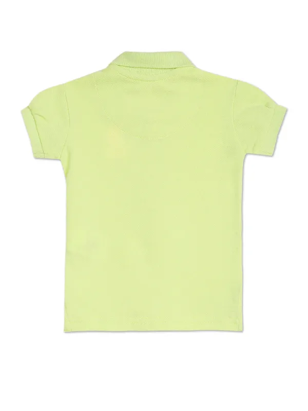 U S POLO ASSN lime green plain cotton t shirt