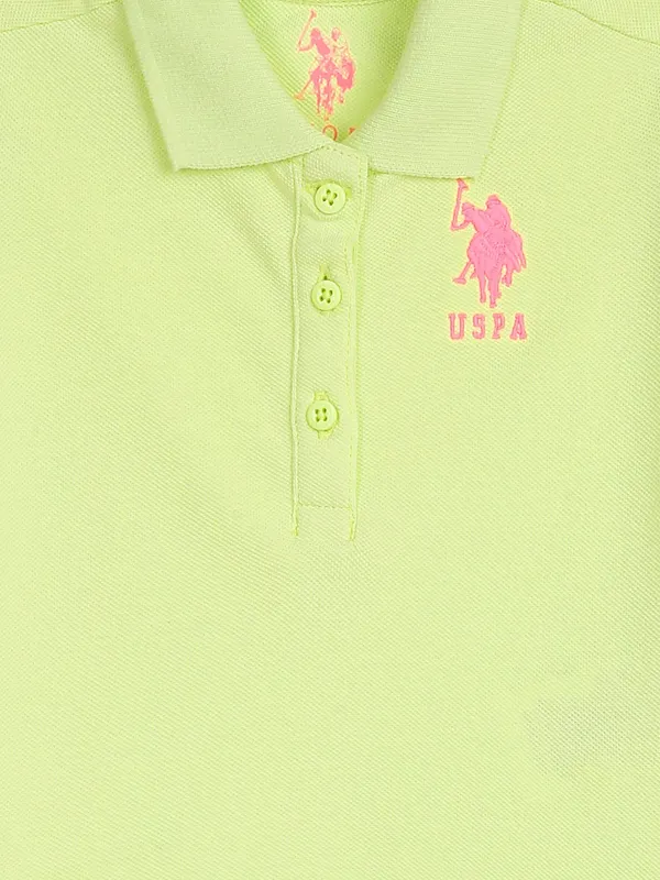 U S POLO ASSN lime green plain cotton t shirt