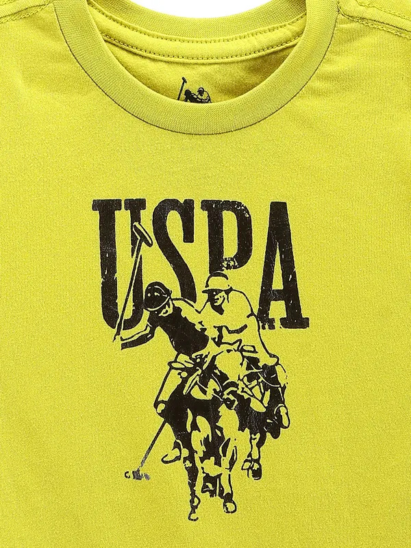 U S POLO ASSN lime yellow printed t shirt