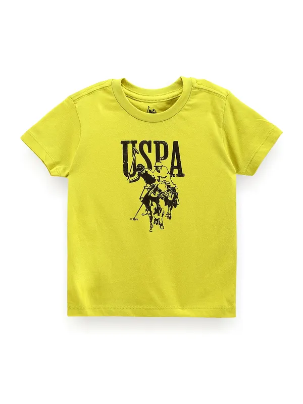 U S POLO ASSN lime yellow printed t shirt
