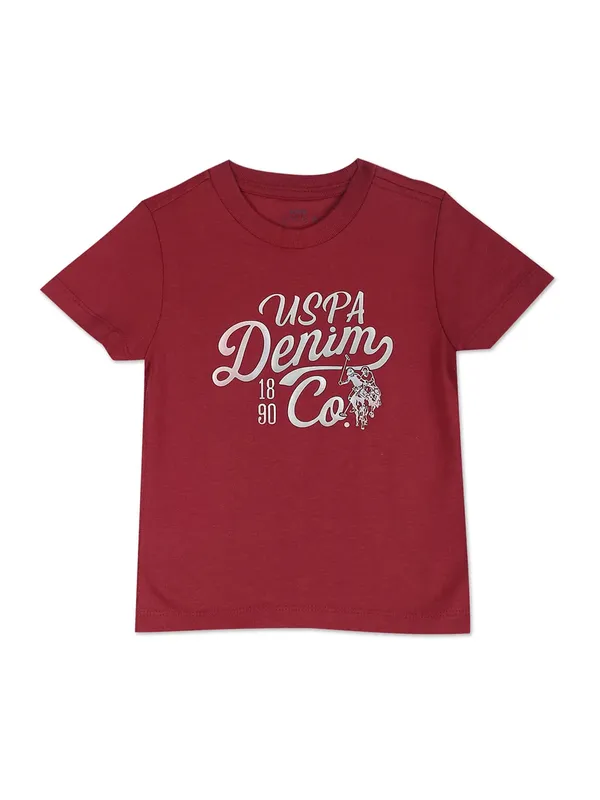 U S POLO ASSN maroon boys printed t shirt