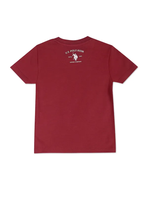 U S POLO ASSN maroon boys printed t shirt