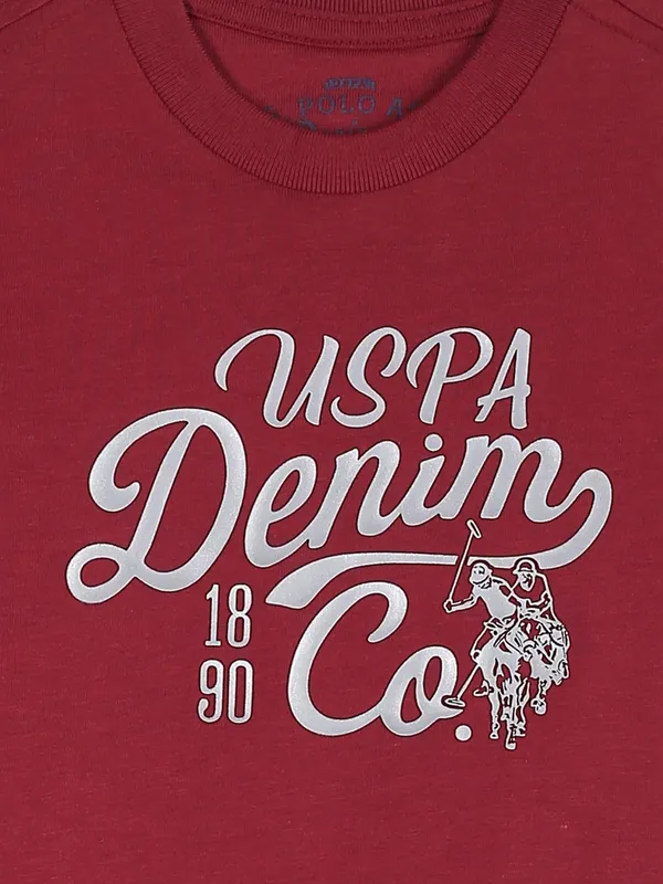 U S POLO ASSN maroon boys printed t shirt