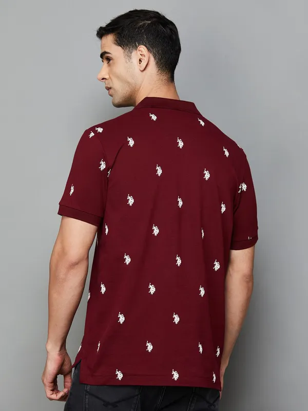 U S POLO ASSN maroon polo t shirt