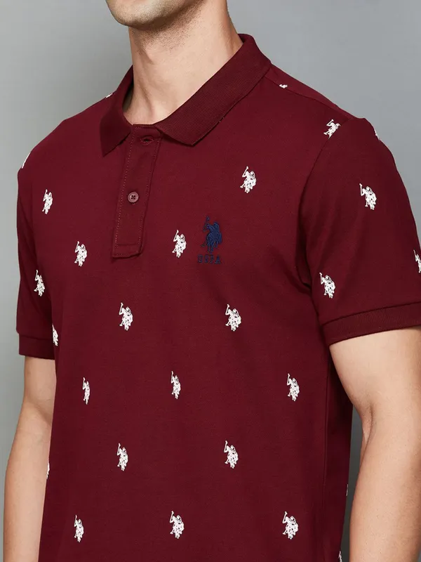 U S POLO ASSN maroon polo t shirt