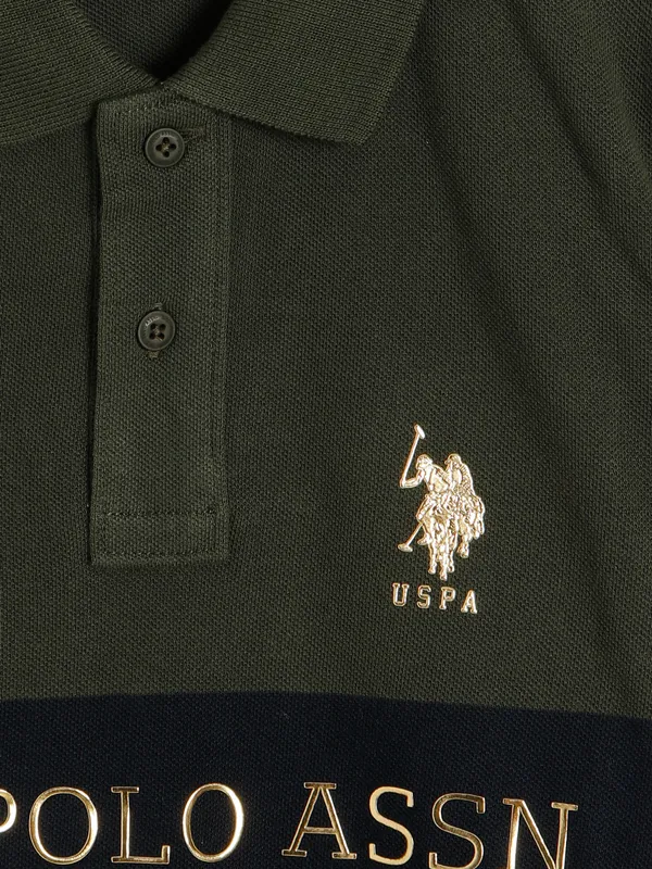 U S POLO ASSN military green polo t shirt