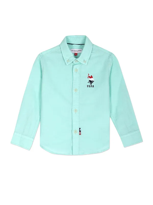 U S POLO ASSN mint green cotton shirt