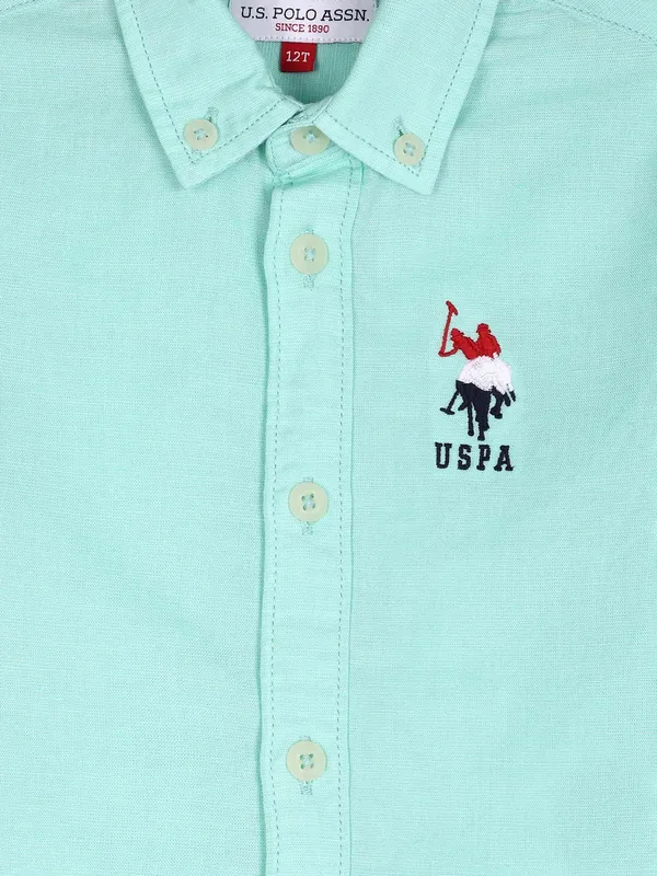 U S POLO ASSN mint green cotton shirt