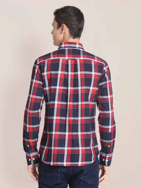U S POLO ASSN navy and red cotton shirt