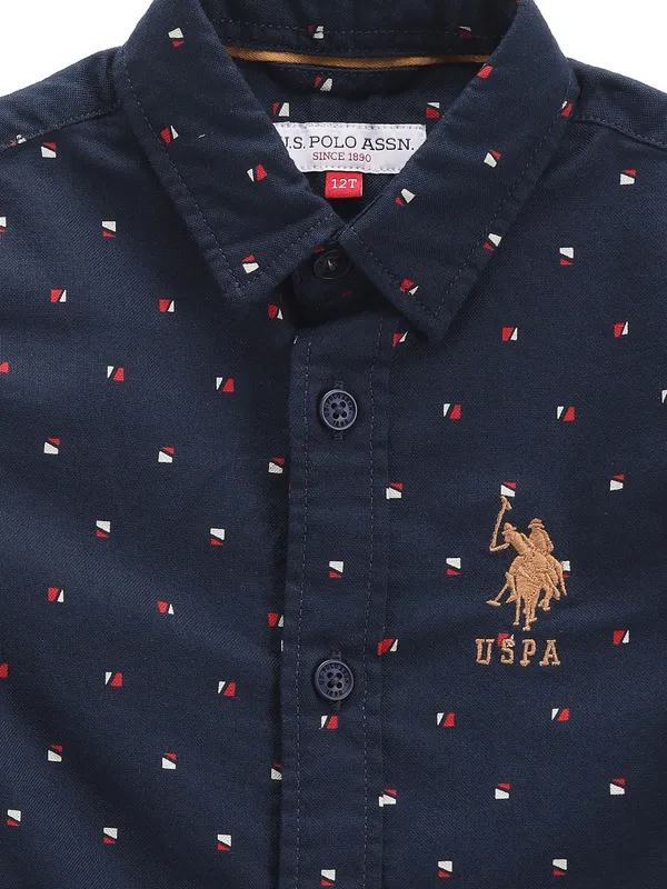 U S POLO ASSN navy casual boys shirt