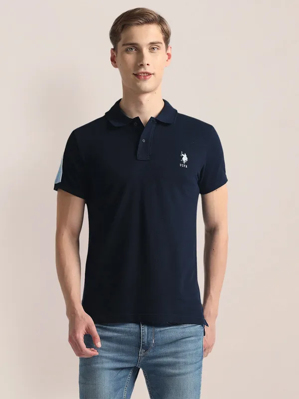 U S POLO ASSN navy plain cotton t-shirt