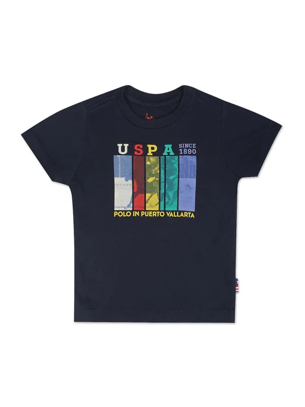 U S POLO ASSN navy printed boys t shirt
