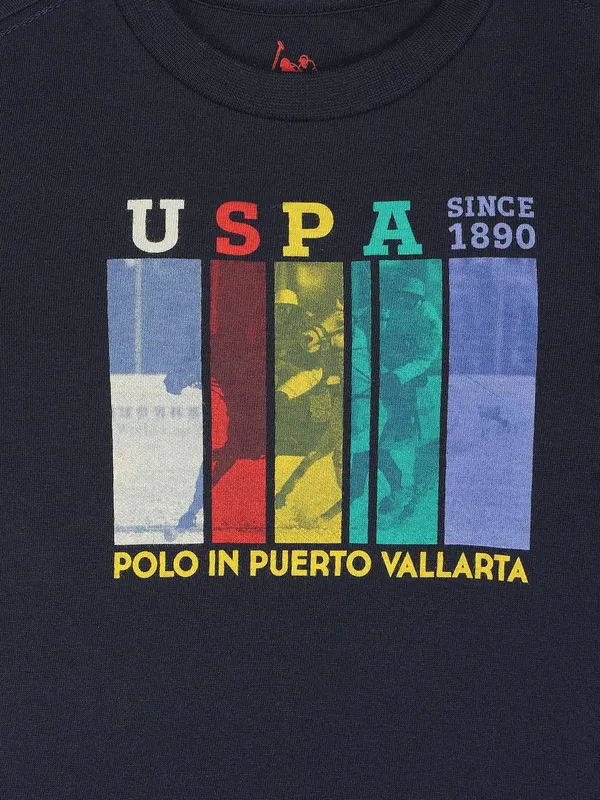 U S POLO ASSN navy printed boys t shirt