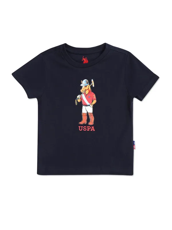 U S POLO ASSN navy printed cotton t shirt