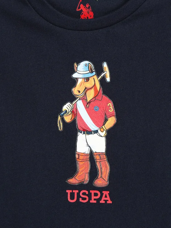 U S POLO ASSN navy printed cotton t shirt