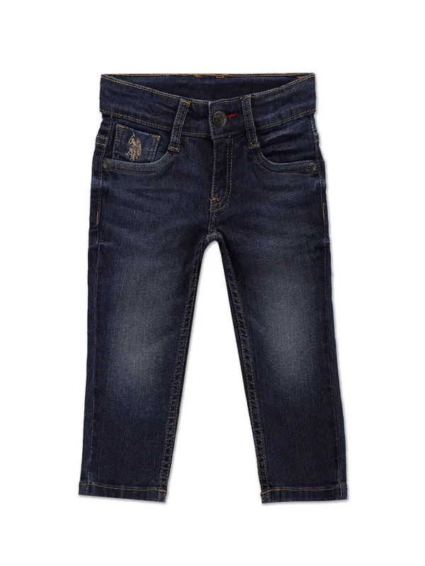 U S POLO ASSN navy slim fit jeans in washed