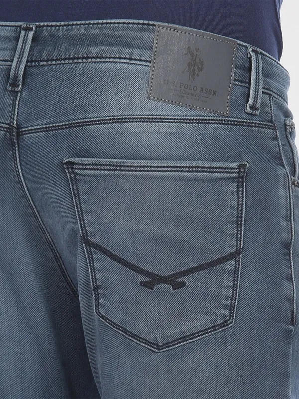U S POLO ASSN navy slim taper fit jeans in washed