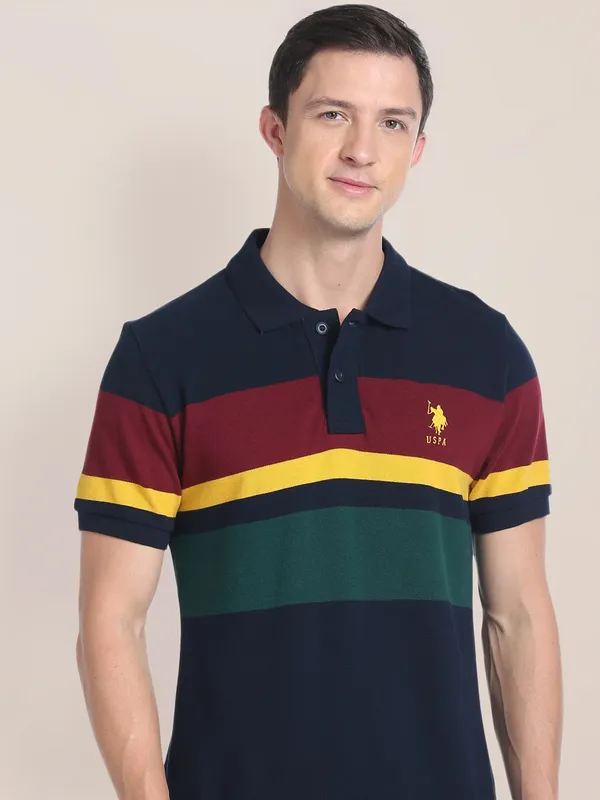 U S POLO ASSN navy t shirt with polo neck