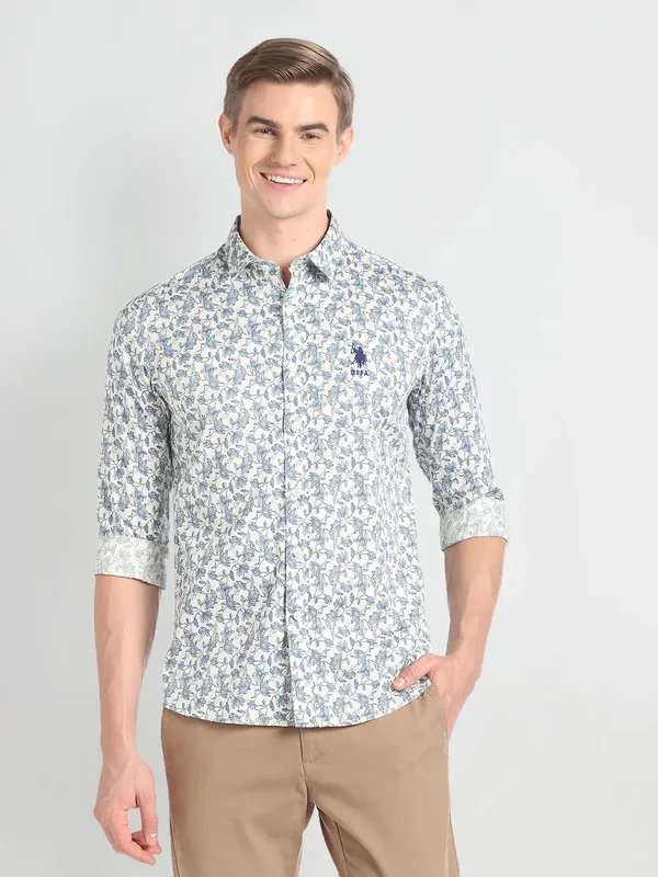 U S POLO ASSN off white cotton shirt